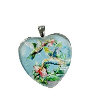 Bradford Crystal Heart Hummingbirds Pendant Believe in Your Dreams, Anything is